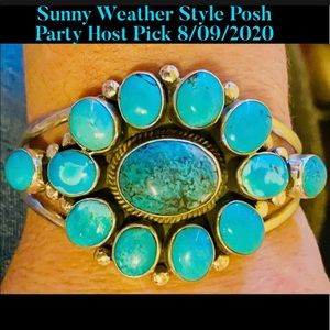 HP💕Navajo Piaso Turquoise Cluster Sterling Cuff